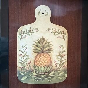 Susan Winget Pineapple Melamine Cutting Board Hospitality Farmhouse Green & Gold